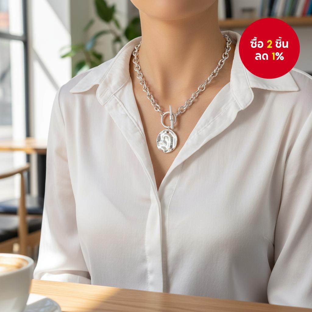 สร้อยคอ OT อัลลอยด์พร้อมจี้รูปทรงไม่สม่ําเสมอ 1 ชิ้น สําหรับผู้ชายและผู้หญิง เครื่องประดับโซ่