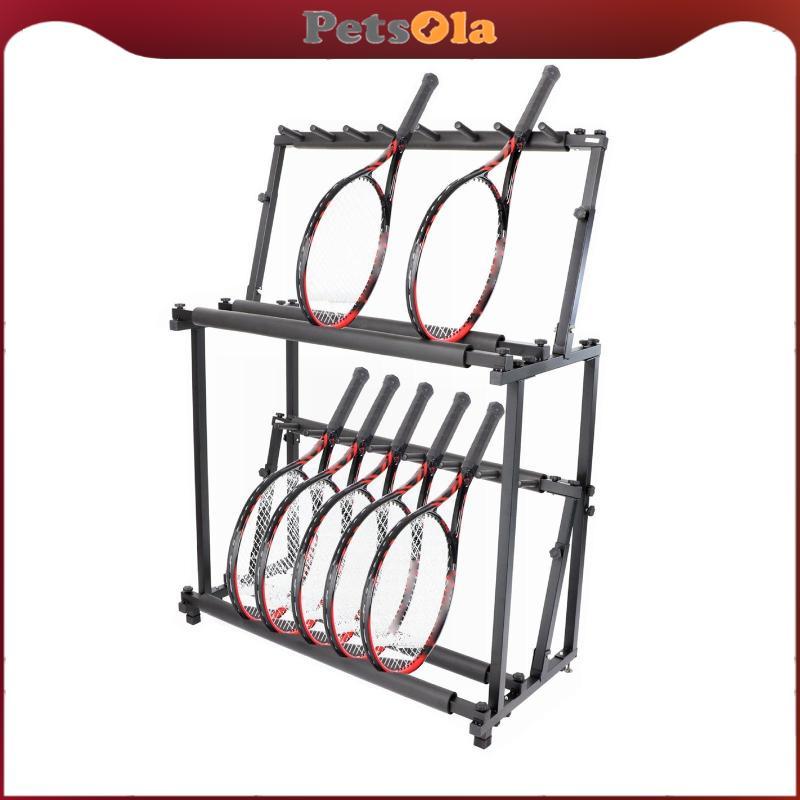 [PETSOLA] เทนนิสแรคเก็ตรายครองแบบพับได้ 2 ชั้น จากไม้ สำหรับจัดเก็บอุปกรณ์