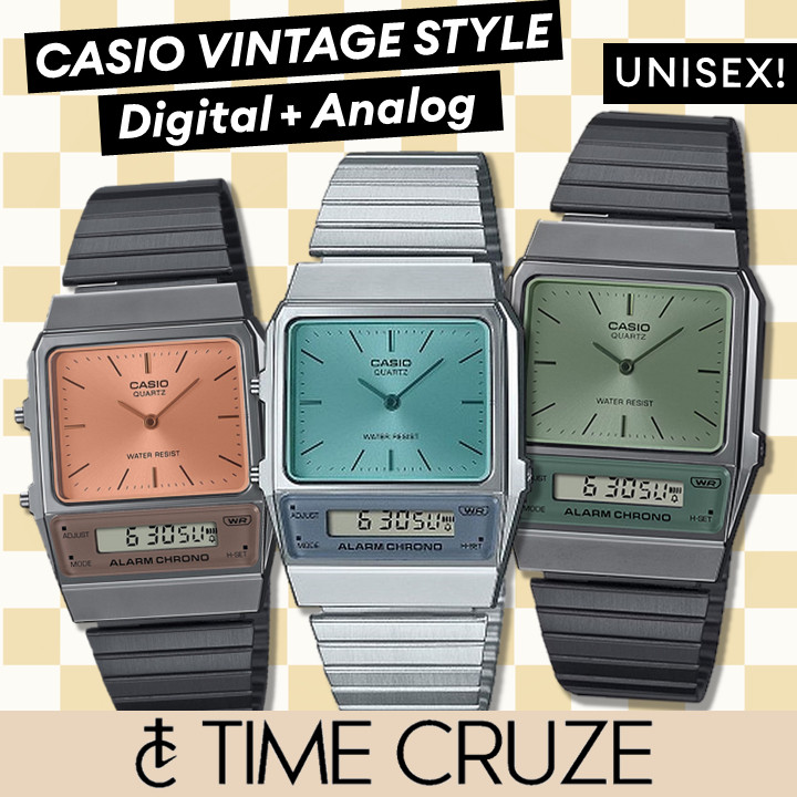 Time Cruze] Casio Aq-800 Analog Digital Adjustable Strap ผู้ชายผู้หญิงนาฬิกา Aq-800ec-2a Aq-800ecgg-