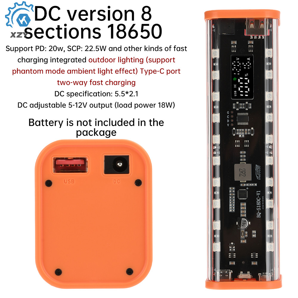 Mecha โปร่งใสรุ่น 818650 กล่องแบตเตอรี่ชาร์จ Power Case DC ปรับแรงดันไฟฟ้า Solder-ฟรี DC5.5*2.1 มม.