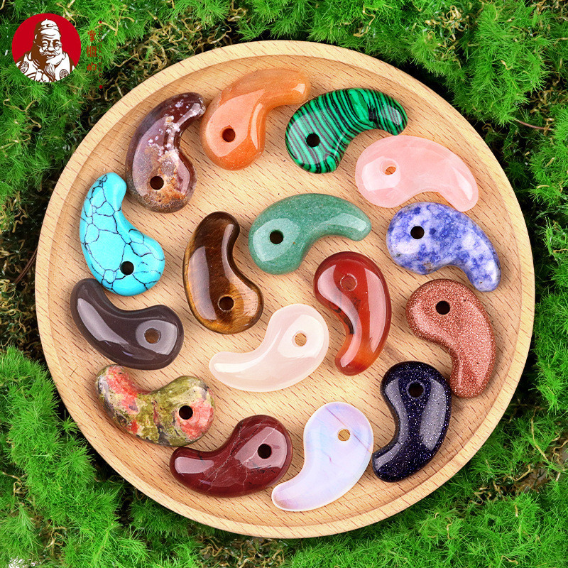 คริสตัลธรรมชาติ ขนาด 18x30 mm กับหลุม 3 มม., อุปกรณ์ทำสร้อยข้อมือและจี้ด้วยตนเอง (DIY)