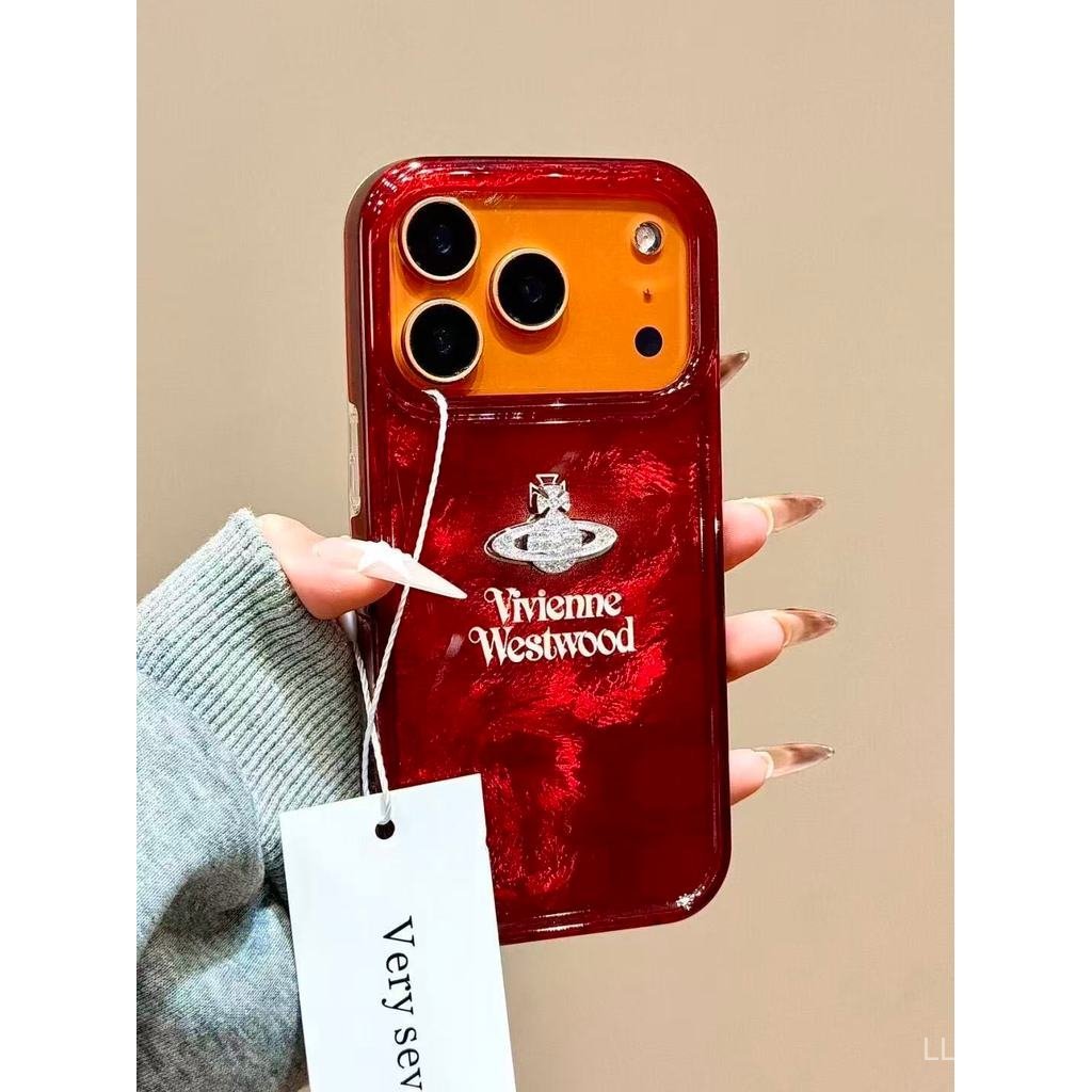 เคสโทรศัพท์ เหมาะสําหรับ iPhone 11 12 13 14 15 16 17 Pro max Plus Air Burgundy สามมิติ Planet Shock-Resistant Shock-Resistant เคสป้องกัน All-