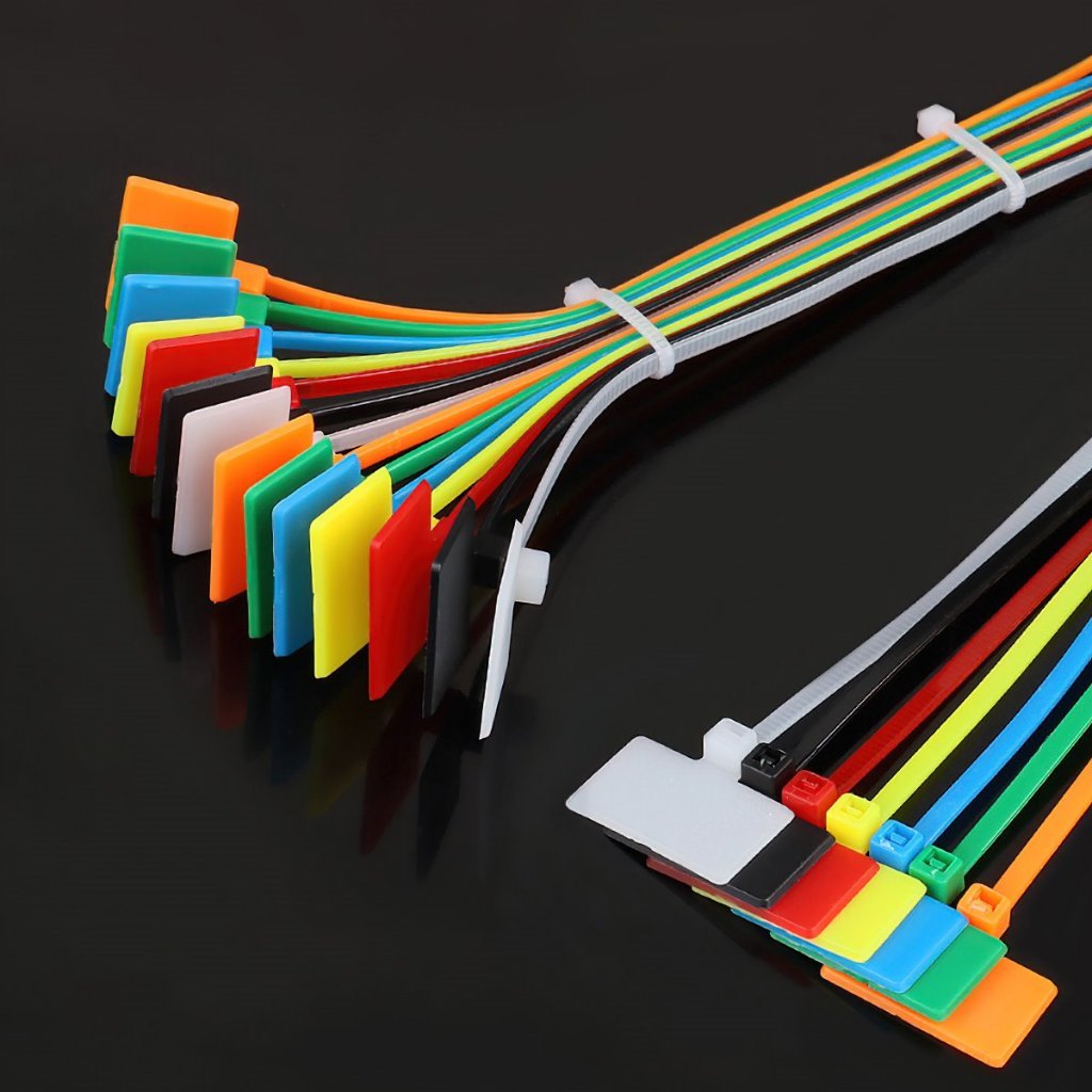 ชุดเชือกไนลอน 100 ชิ้นพร้อมแท็กพลาสติกเพื่อทําเครื่องหมายสายเคเบิลล็อคตัวเอง-SU888