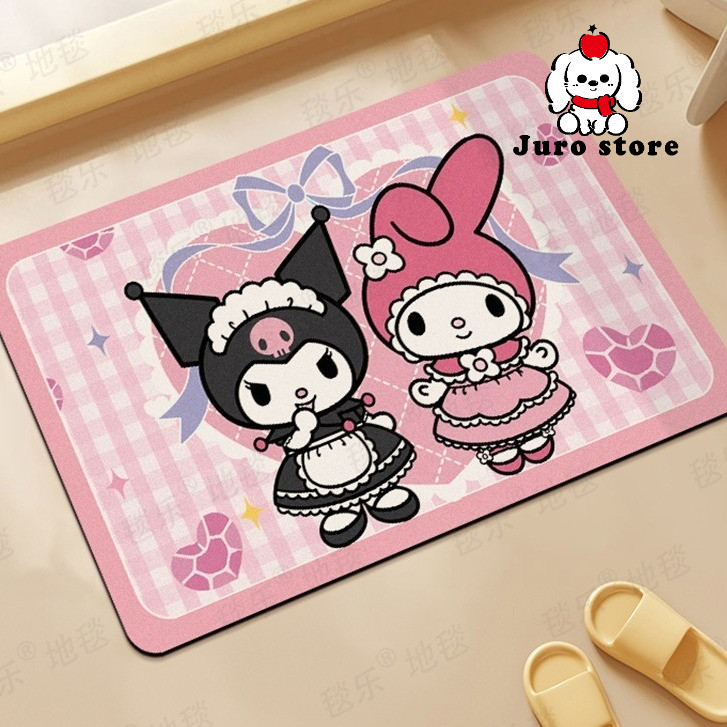 JURO FLOOR MAT WITH CUTE CHARACTER KUROMI MOTIF/BATHROOM MAT/KOREAN DESIGN