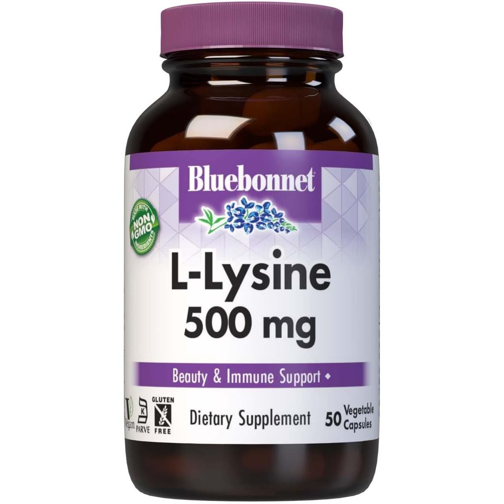 Bluebonnet L-Lysine แคปซูลวิตามิน 500 มก. 50 นับ
