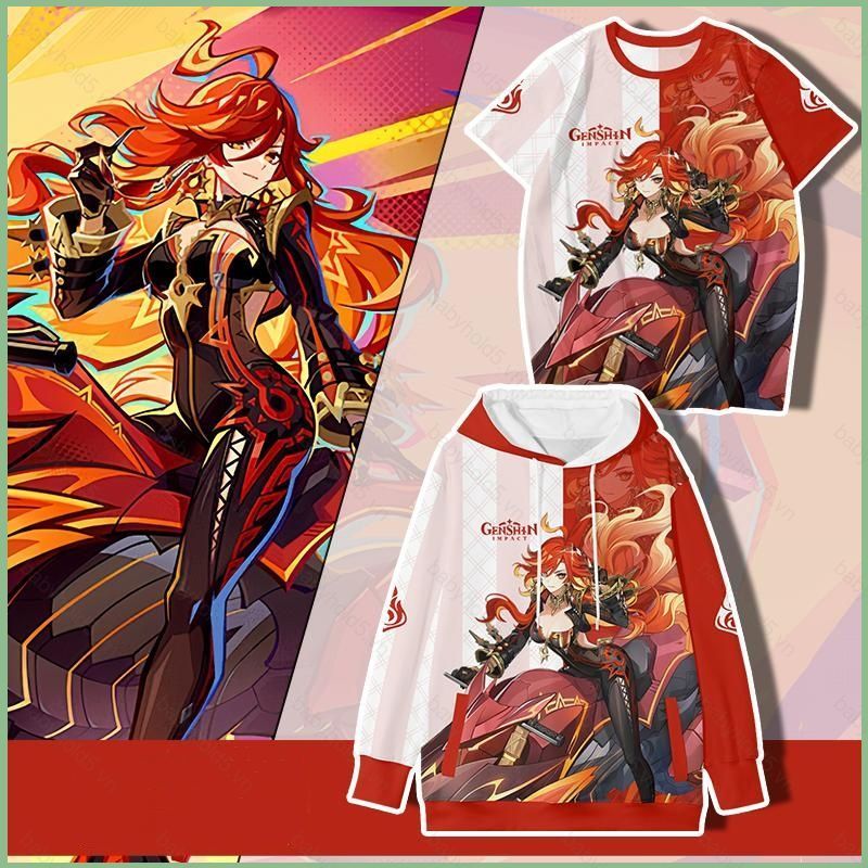 เสื้อยืดฮูดี้ Genshin Impact - Mavuika Pyro Archon ลายการ์ตูนอะนิเมะ