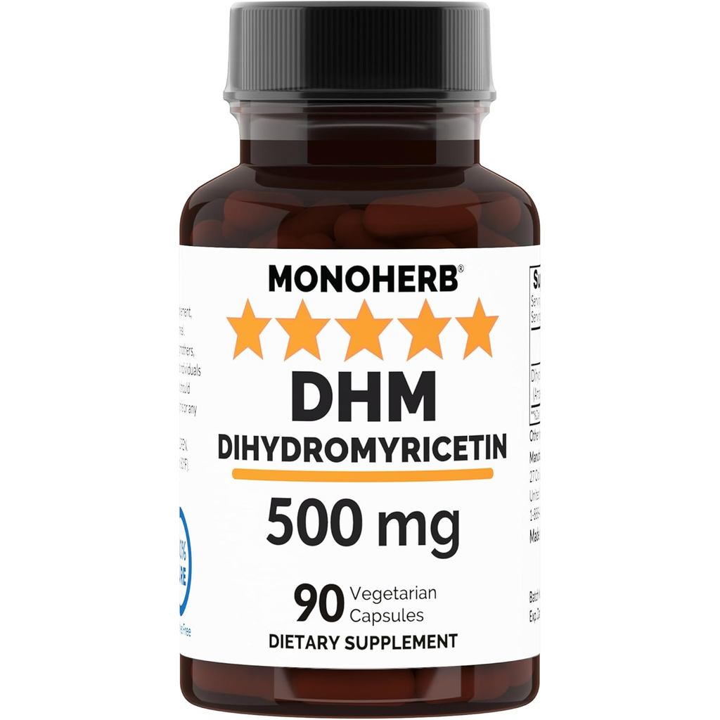 Dihydromyricetin 500 mg - อาหารเสริม DHM - 90 Veg Capsules - 90 เสิร์ฟ