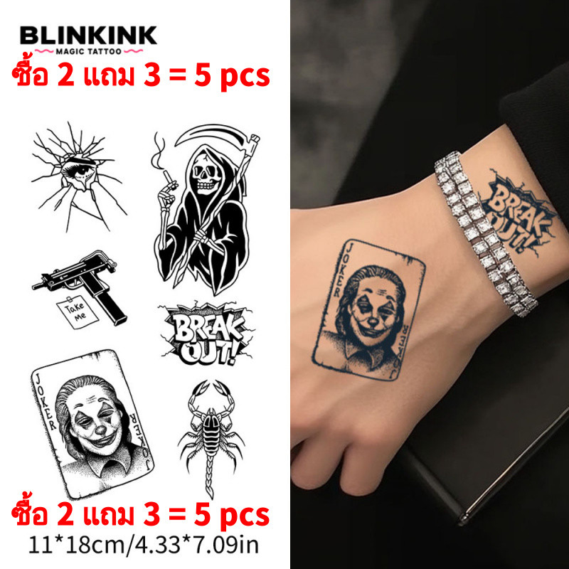 BLINKINK MAGIC TATTOO Death Joker Tattoo ติดทนนาน 2 สัปดาห์กันน้ํากึ่งถาวร Tattoo สติกเกอร์สมุนไพร H