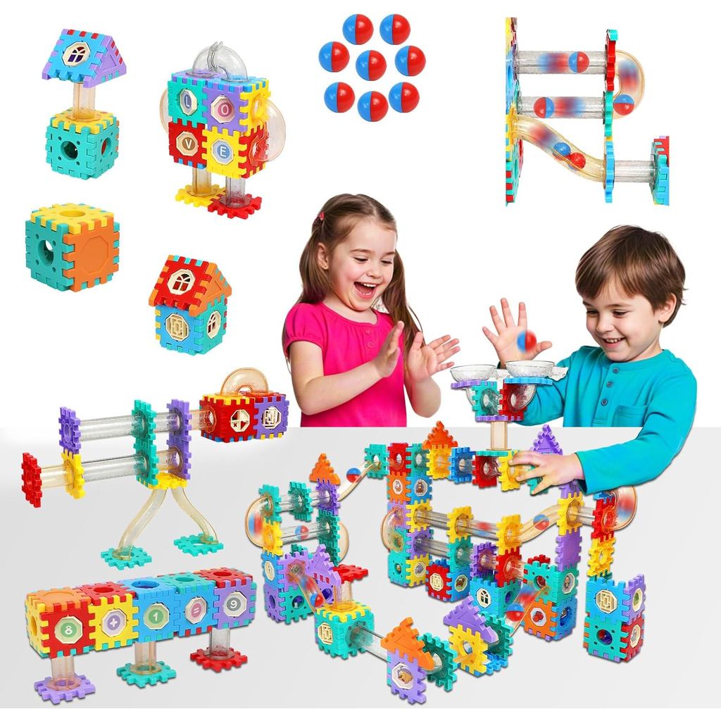 STEM Building Learning Toy, AOSITE 234PCS Marbles Run Kids Gift, Educational Race Track Construction