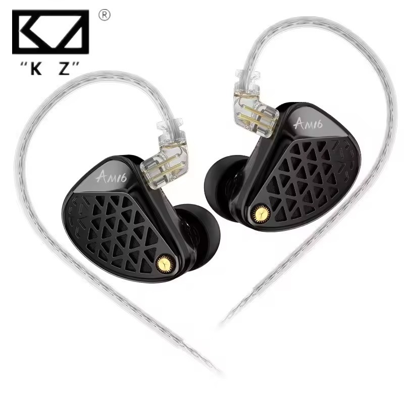 KZ AM16 หูฟังชนิดใส่ในหูเบส Enhanced 16 ไดรเวอร์หูฟัง Hi-Fi ระดับมืออาชีพพร้อมสายเคเบิลที่ถอดออกได้ช