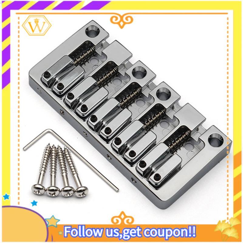 5-String Electric Bass Bridge Flipping Saddle String Spacing 16.5 มม.ด้านล่างผ่านเบสสะพานคงที่เงิน