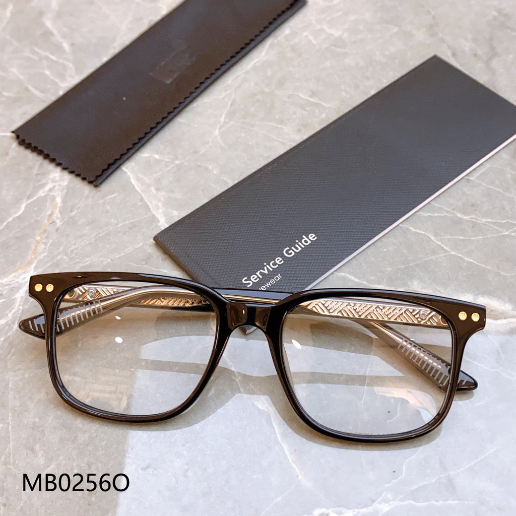 กรอบแว่นตา Montblanc Square Plate MB0256O สีฟ้า ใช้ได้กับเลนส์สายตาสั้น