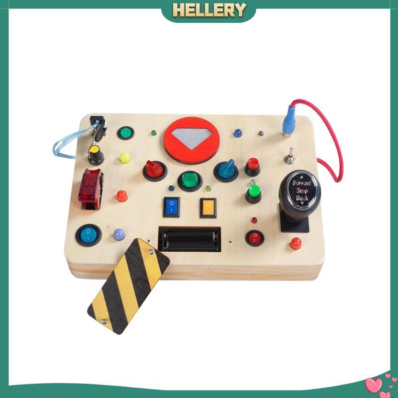 [HelleryTH] LED Switch Board Montessori Busy Board Early Educational Toy Fine Motor Skill Wood Busy Board for Birthday Gift Boys Girls