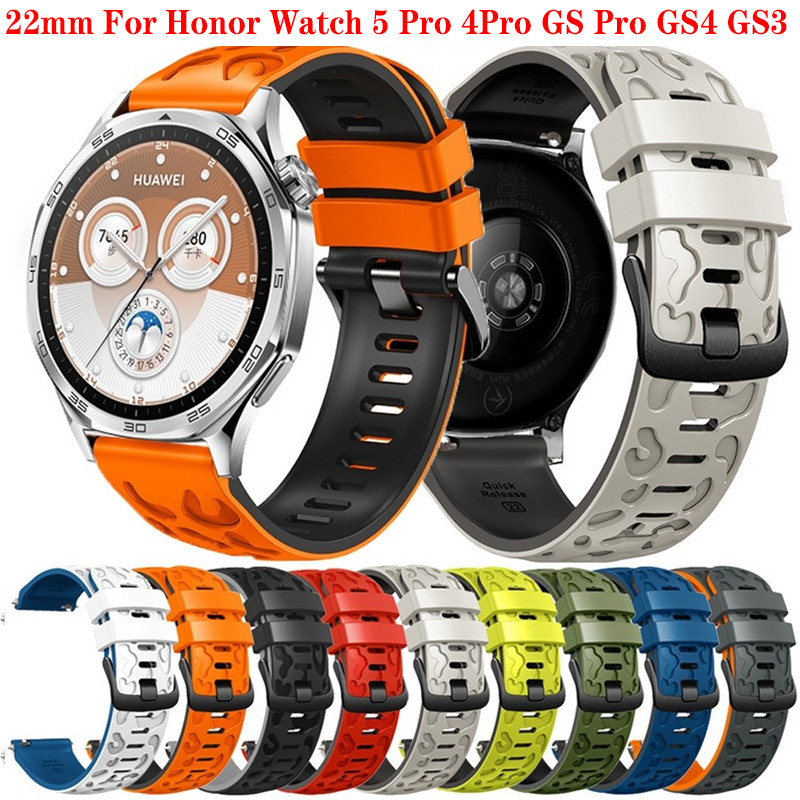 22 มม.ซิลิโคนสําหรับ Honor นาฬิกา 5 Pro 4Pro GS Pro GS4 GS3 กีฬา Watchband อุปกรณ์เสริมสร้อยข้อมือ