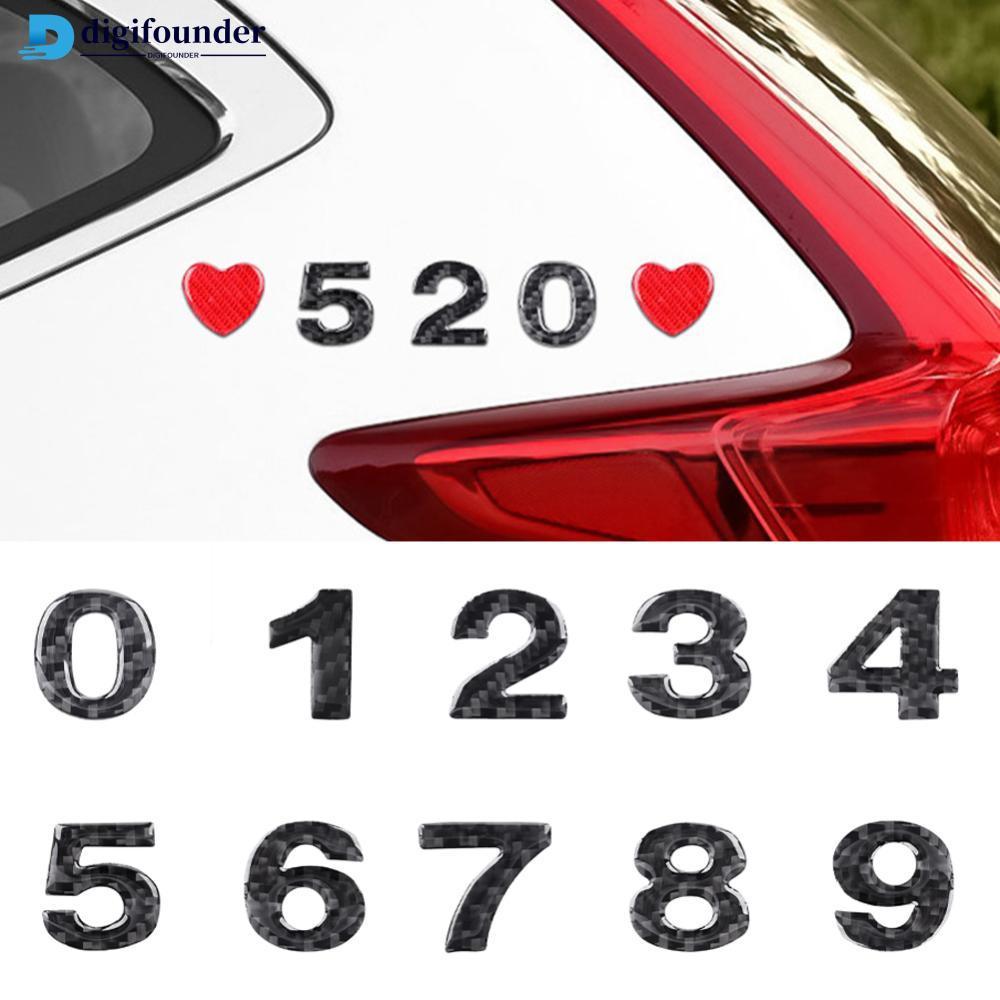 DIGIFOUNDER 3D Gel ตัวอักษรและตัวเลขคาร์บอนไฟเบอร์รูปแบบรถสติกเกอร์ส่วนบุคคล Auto Decals Heart Symbo