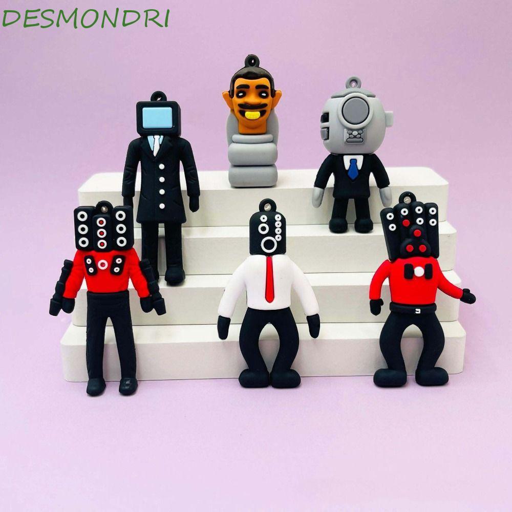 DESMNDRI อะนิเมะห้องน้ํา Man พวงกุญแจ, Skibidi ห้องน้ํา PVC Skibidi Bop พวงกุญแจ, น่ารักการ์ตูนอะนิเ