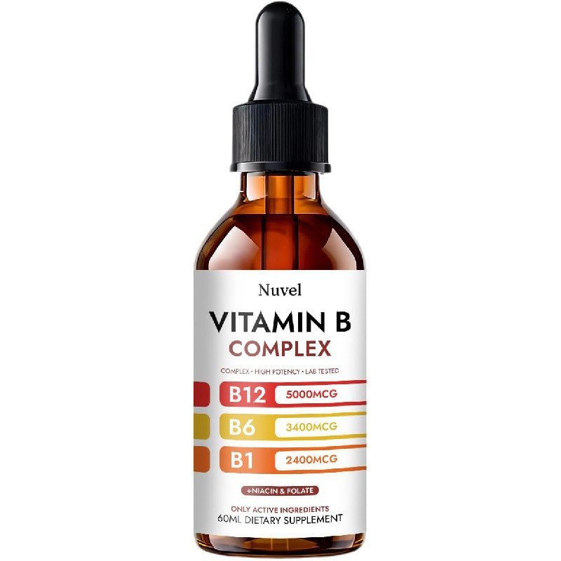 Nuvel Vitamin B Complex Drops with B12, B1, B6, 5-in-1 Vitamin B Liquid อาหารเสริมเพื่อสุขภาพทุกวัน