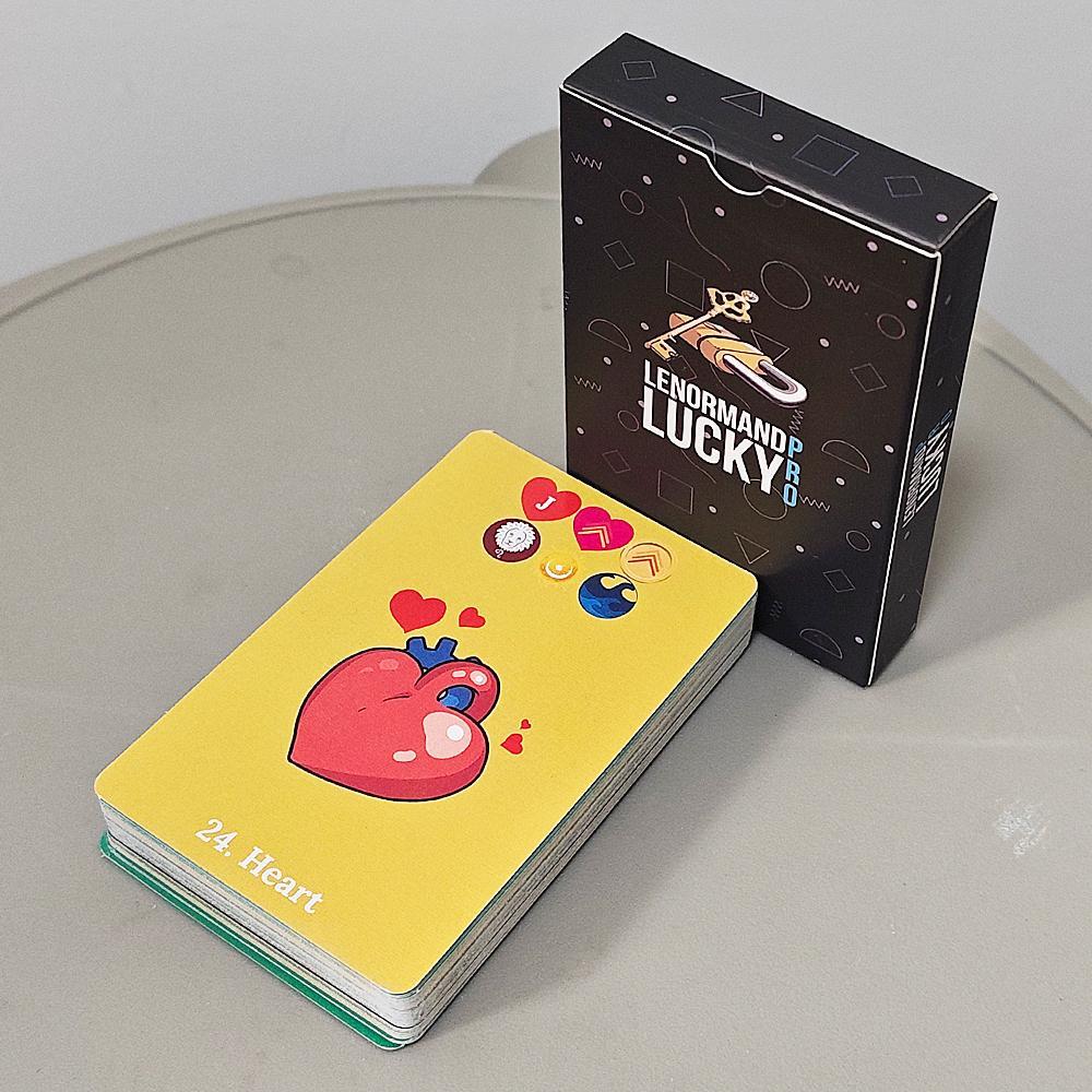 Lenormand Lucky Pro Deck – 36 การ์ดแบบดั้งเดิม 9*6 ซม. พร้อมโหราศาสตร์, สัญลักษณ์องค์ประกอบ Planet & 4, ความหมายที่มีรหัสสี