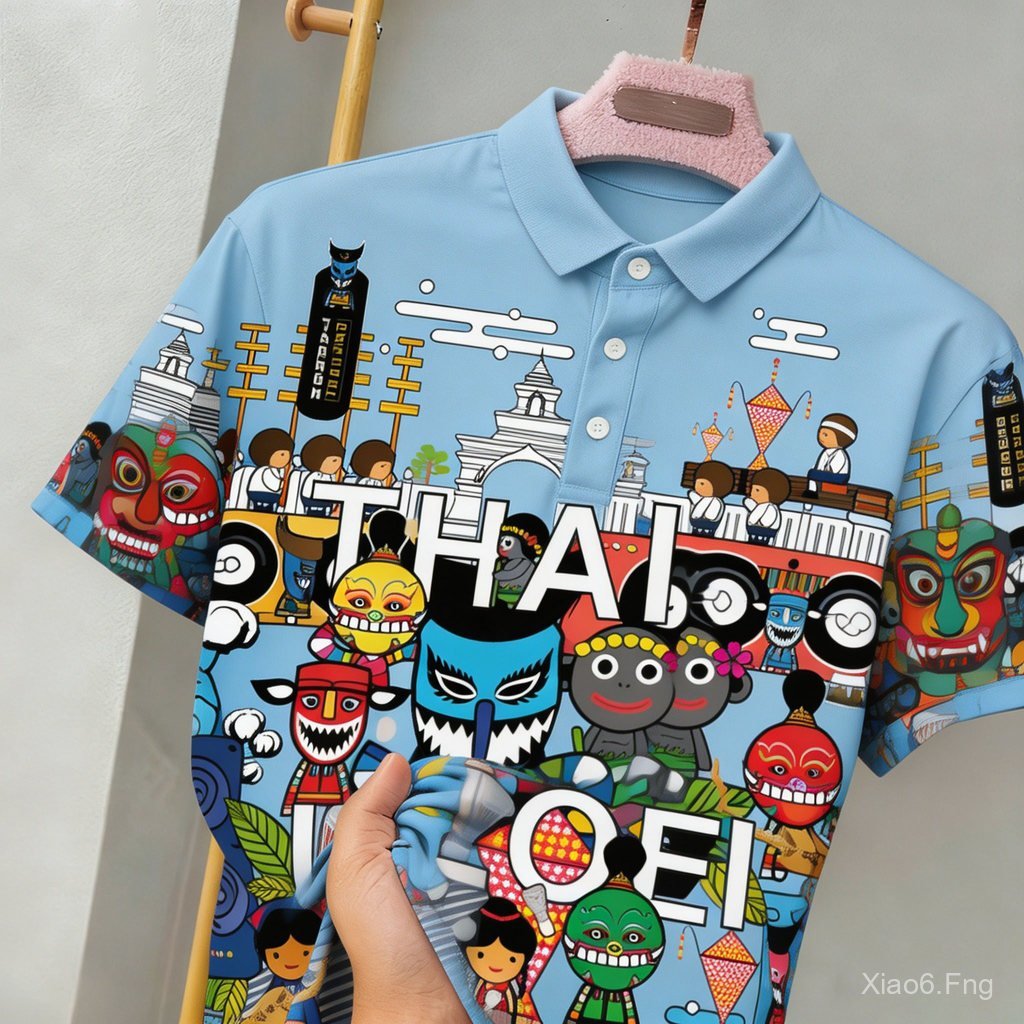 2026 LEI Limited Edition การ์ตูน Ghost Hair คู่เสื้อโปโลผู้ชาย + ผู้หญิงสไตล์ฮาวาย Ghost Hair Theme เสื้อ