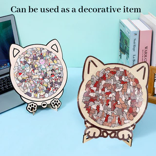GeeToy 135PCS ชุดต่อจิ๊กซอว์ไม้รูปแมว รูปทรงไม่ซ้ำกัน ของเล่นฝึกสมอง เสริมพัฒนาการเด็ก ของขวัญสุดคุ้ม