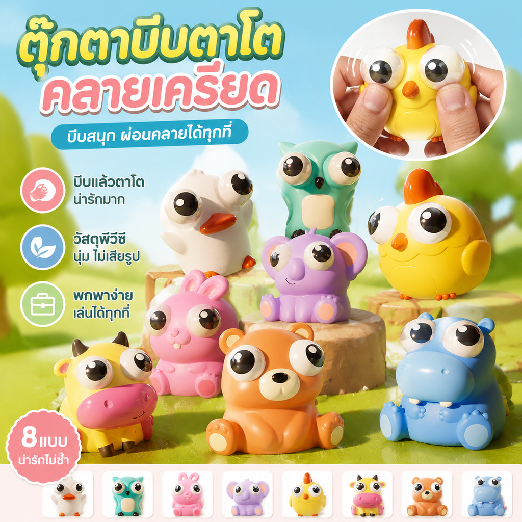 (จัดส่งในพื้นที่) การ์ตูนป๊อปอายหยิกบีบของเล่นเด็กตลกบีบอัดช้ารีบาวด์ของเล่นสกุชชี่