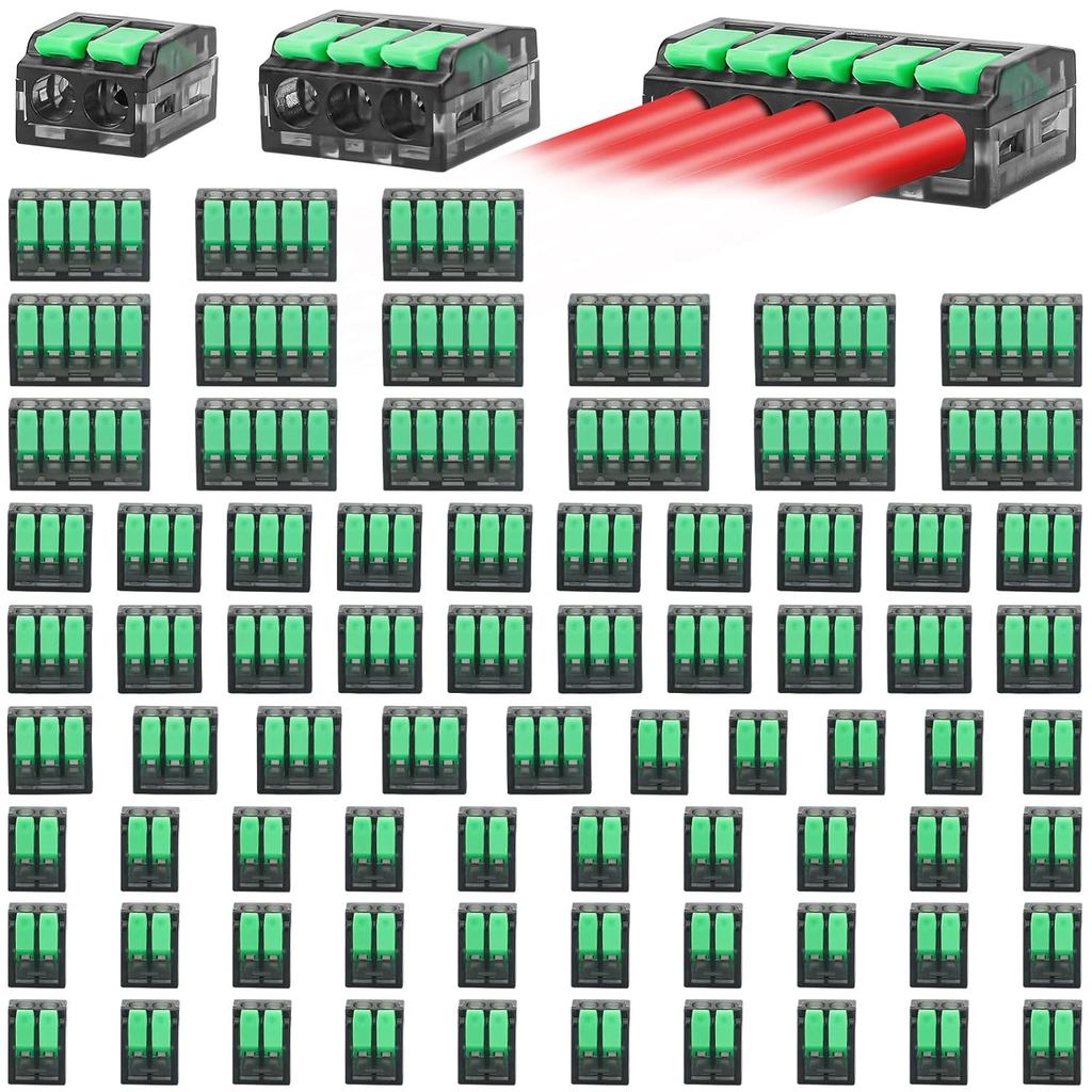 Linkstyle 75PCS Lever Wire Connectors, 24-12 AWG Quick Electric Wire Splice Connectors Push-in, 2/3/