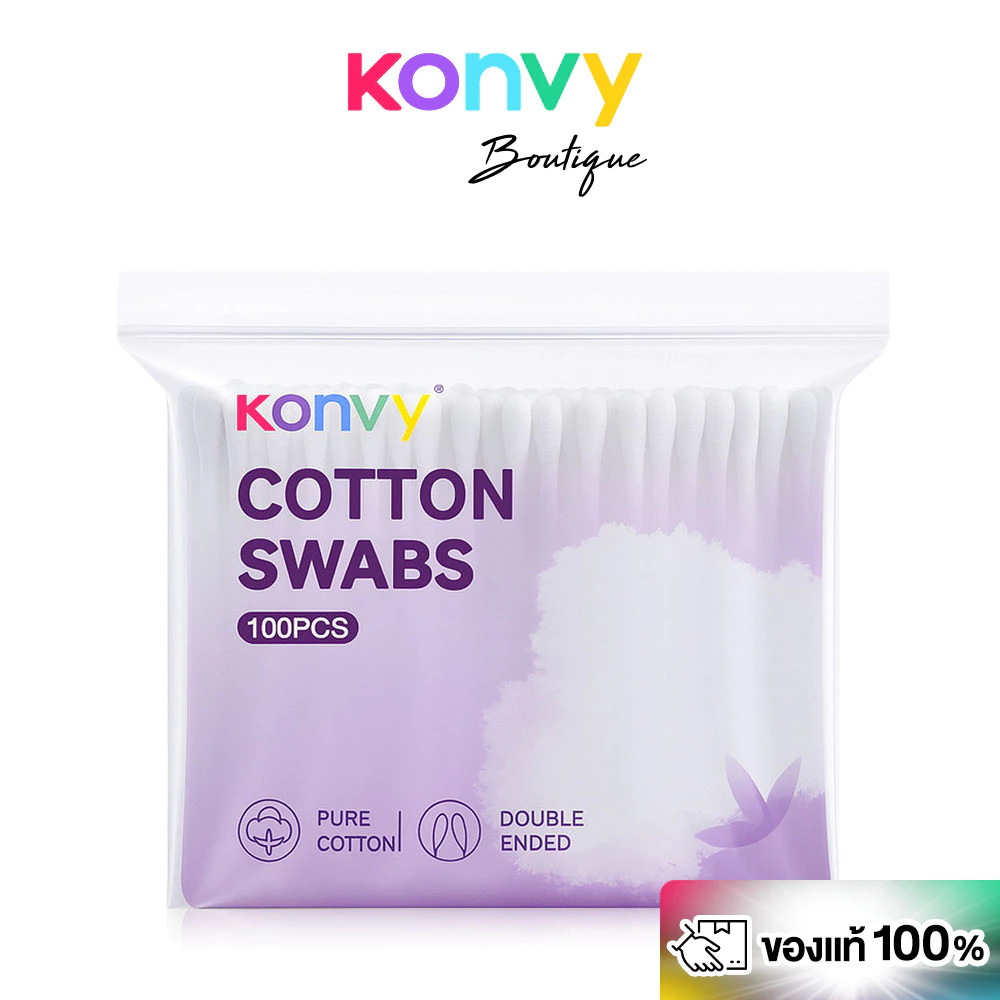Konvy Cotton Swabs Bag Packaging 100pcs คอนวี่ สำลีแบบก้าน 2 หัว.