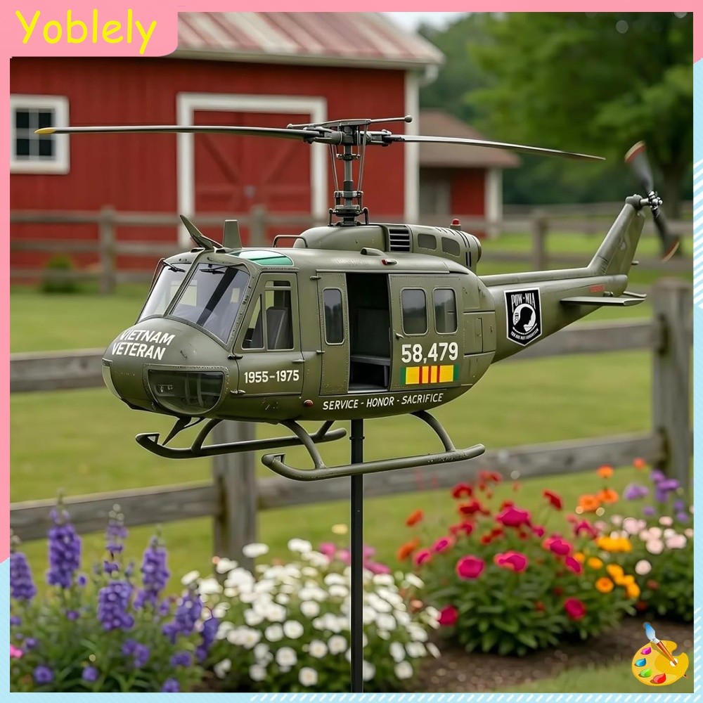 [Yoblely.th] ล้อขาแบน 2D สําหรับลานและสวนเวียดนาม Veteran UH-1 เฮลิคอปเตอร์