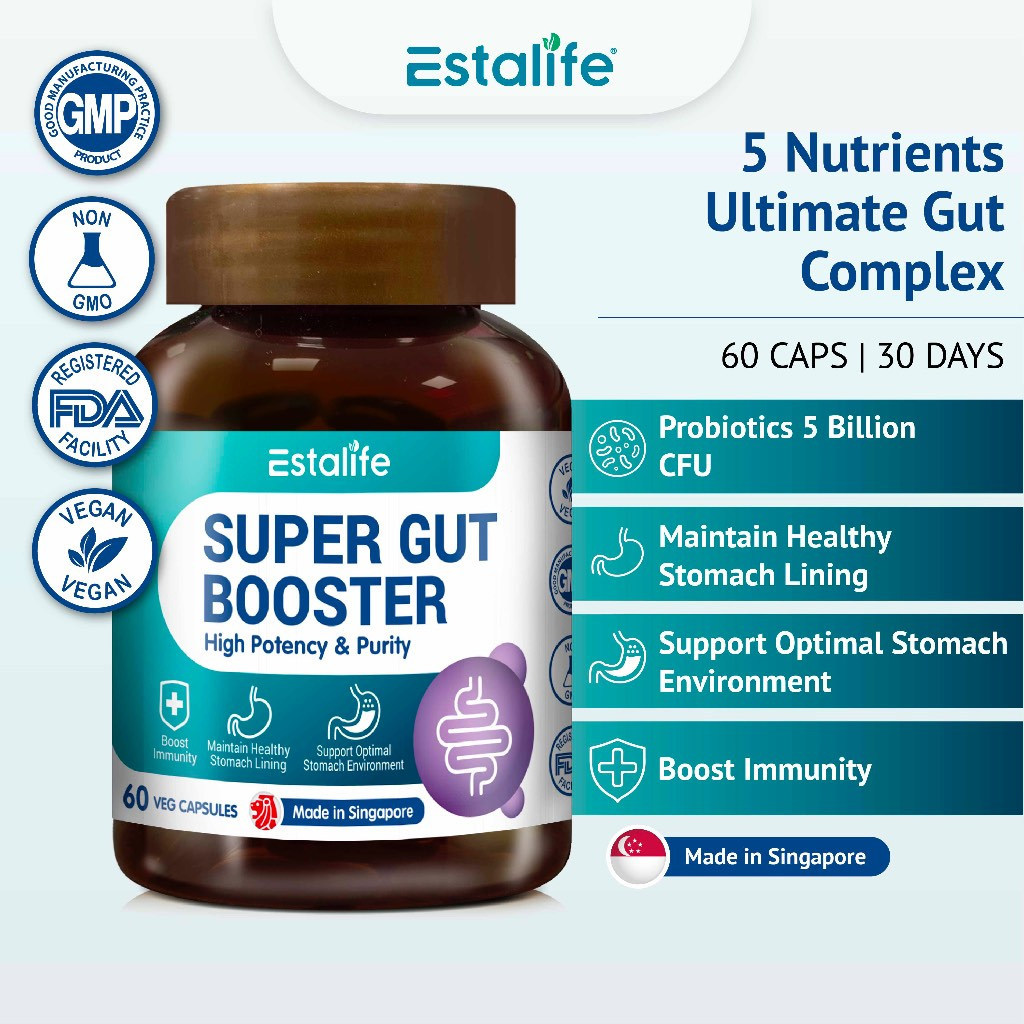 [ใหม่] Estalife Super Gut Booster | ลด Gut Irritation | ลดท้องอืด & ลําไส้ | 60 Sftgel VQBT