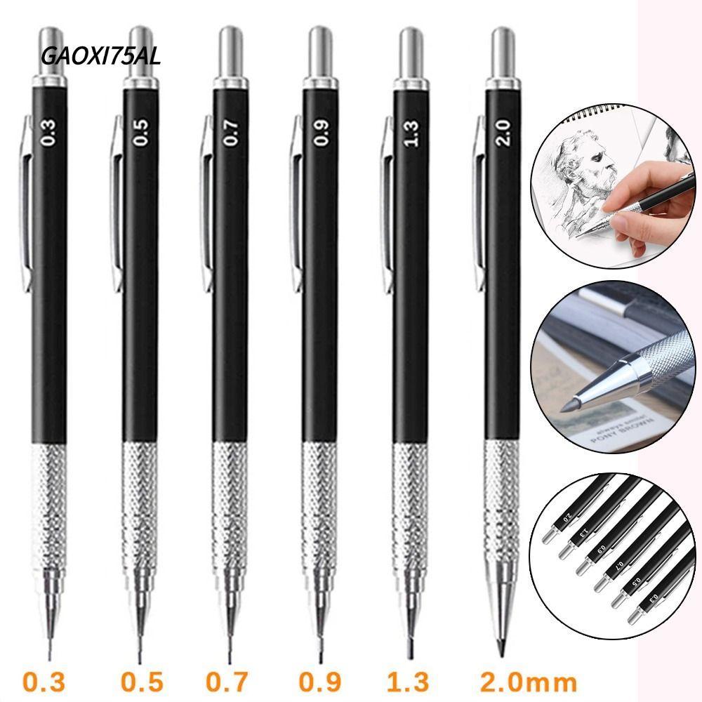 GAOXI75AL ดินสอกด, Sketch Comics Design Drawing Writing Tool ดินสออัตโนมัติ, คุณภาพสูง 0.3/0.5/0.7/0.9/1.3/2.0MM โลหะ Propelling ดินสอเครื่องเขียน