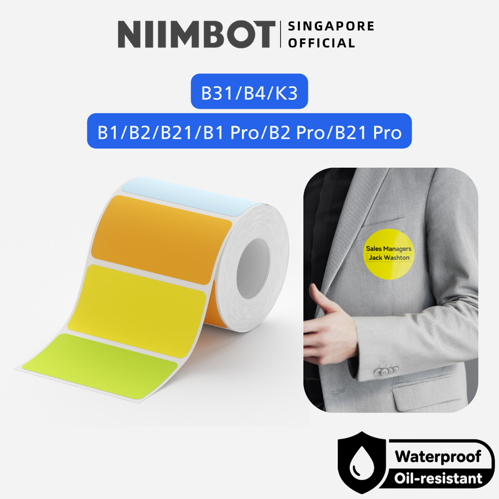 NIIMBOT Pure Color Label สติกเกอร์สําหรับ B1 B2 B21 B1 Pro B2 Pro B21 Pro B31 B4 ความร้อนสีทึบกันน้ํ