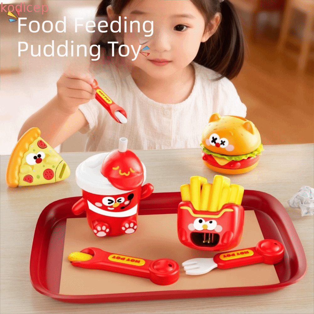 KODICEP1 Hamburg Pudding Set Feeding Toy, บทบาทเล่น Early Education French Fries Pudding Toy, ความแป