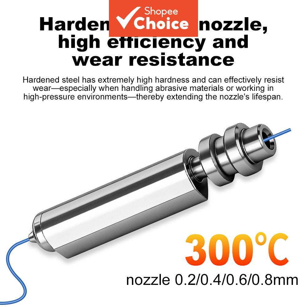 หัวฉีดไบเมทัลที่ได้รับการอัปเกรดสําหรับ Anycubic Kobra X Quick Swap Hotend ทําจากเหล็กชุบแข็ง ขนาดหัวฉีด 0.2 0.4 0.6 0.8 มม. รองรับอุณหภูมิสูงสุด 300°C ชิ้นส่วนเครื่องพิมพ์ 3 มิติ