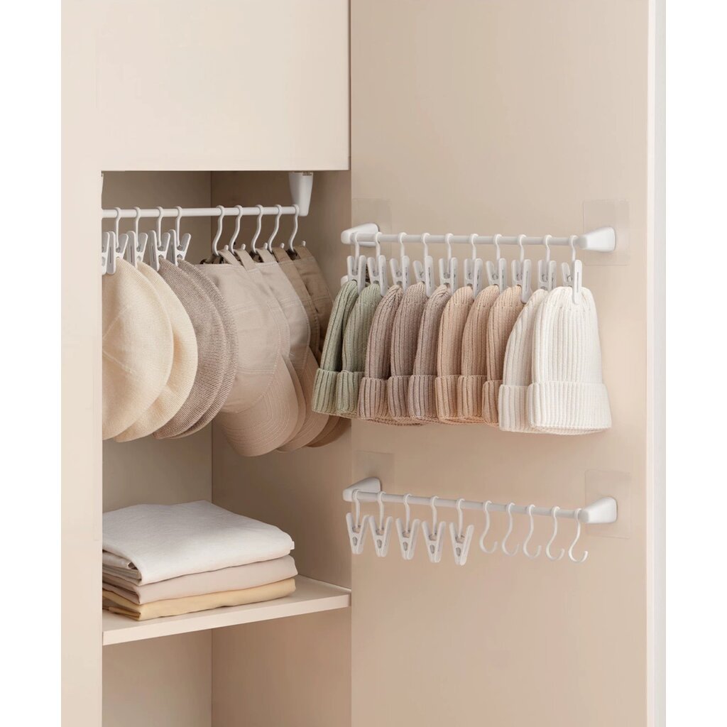 Omocha | (รุ่นติดผนัง) Hat Organizer Hanger ราวแขวนหมวก ที่เก็บหมวก ที่แขวนหมวก ติดผนัง จัดระเบียบตู้เสื้อผ้า