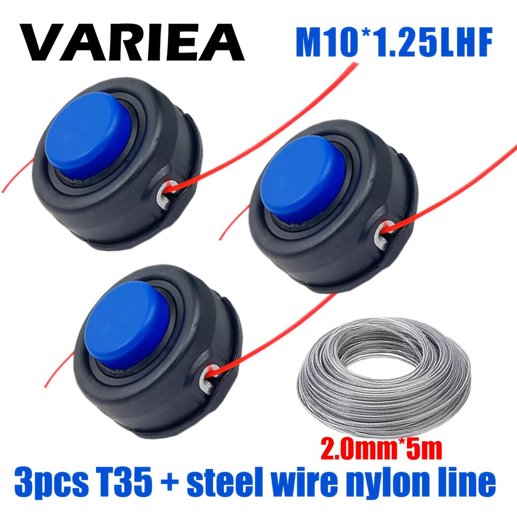 VARIEA-3 T35 หัวหญ้า + 5m ลวดเหล็กเชือกหญ้า,หัวตัดเหมาะสําหรับ M10 * 1.25 224L 223L 324L 123L 322L เ