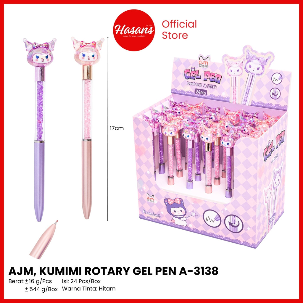 HIANS - ปากกาเจลโรตารี่ Kumimi A-3138 / ปากกาเจลโรตารี A3138 / Kumimi A-3138 ปากกาหมุน / เจลหมุนตัวอ