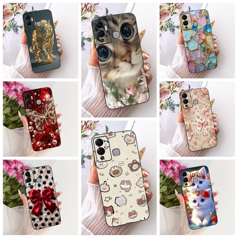 สําหรับ Infinix Hot 12 Play กรณีน่ารักหรูหราดอกไม้ Cool ทาสีปลอกอ่อนสําหรับ Infinix X6816 X6816C