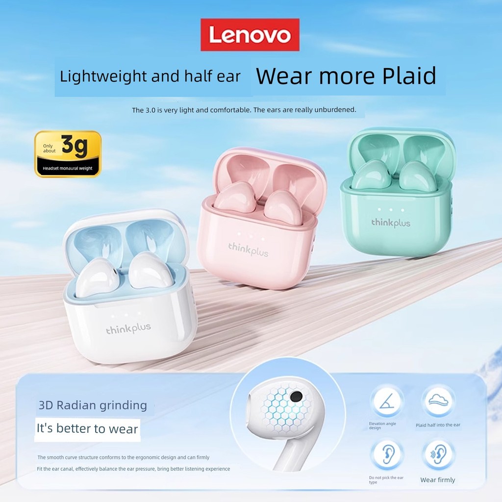 หูฟังบลูทูธ หูฟังใส่นอน ชุดหูฟังบลูทูธ Lenovo LP23 Girls Apple Huawei