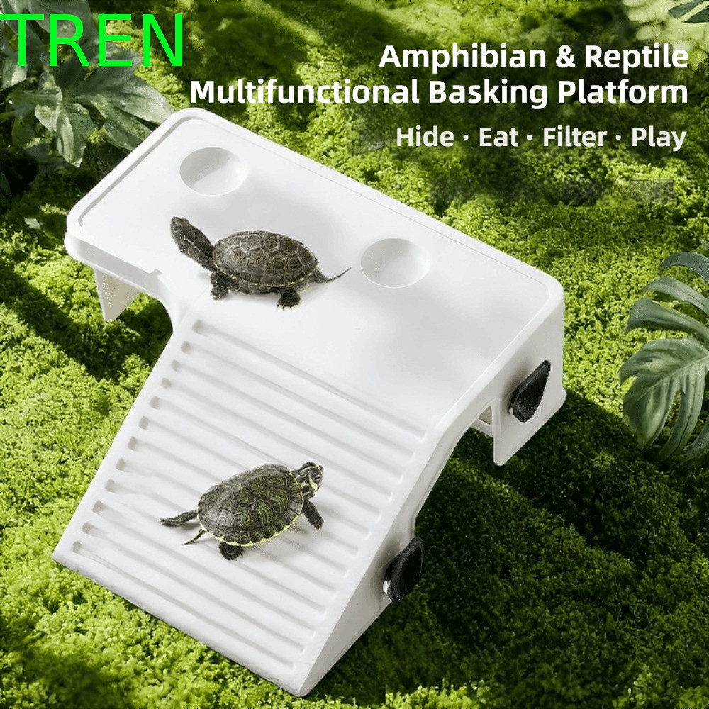 แพลตฟอร์ม TREREN Basking,ถ้วยดูดเต่าพลาสติกลอย,มัลติฟังก์ชั่นลื่น Stable Turtle Feeding Area Turtle 