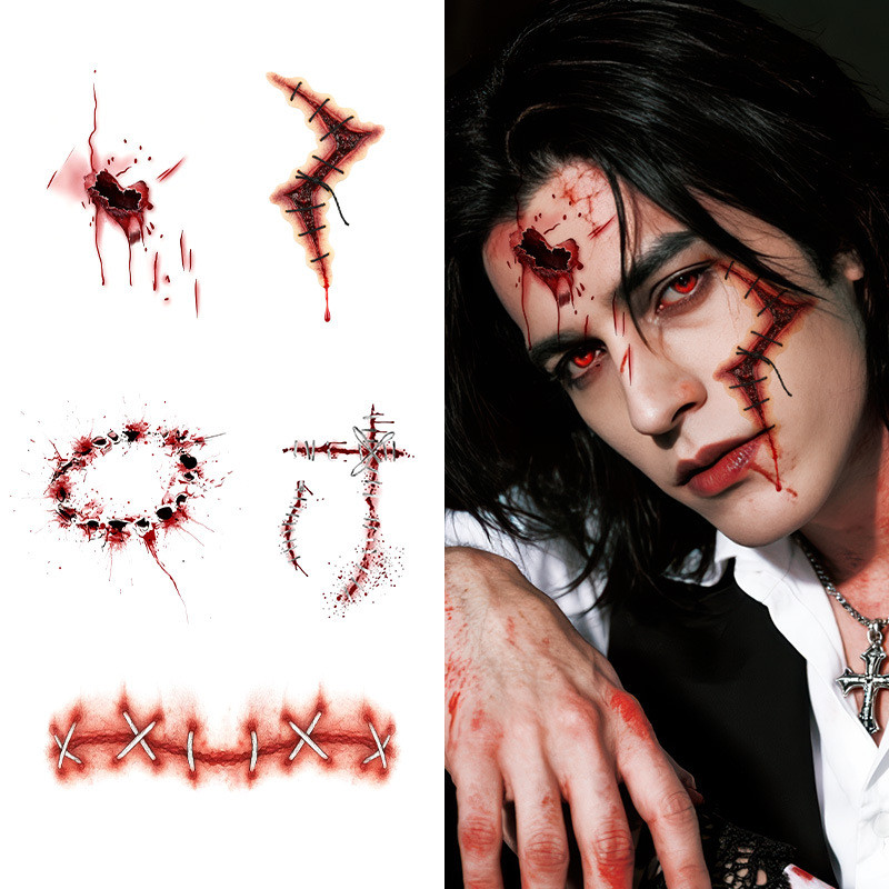 Dark Gothic Wound Tattoo สติกเกอร์หนามและรูปแบบอื่นๆของ Bloody Designs สร้าง ABC