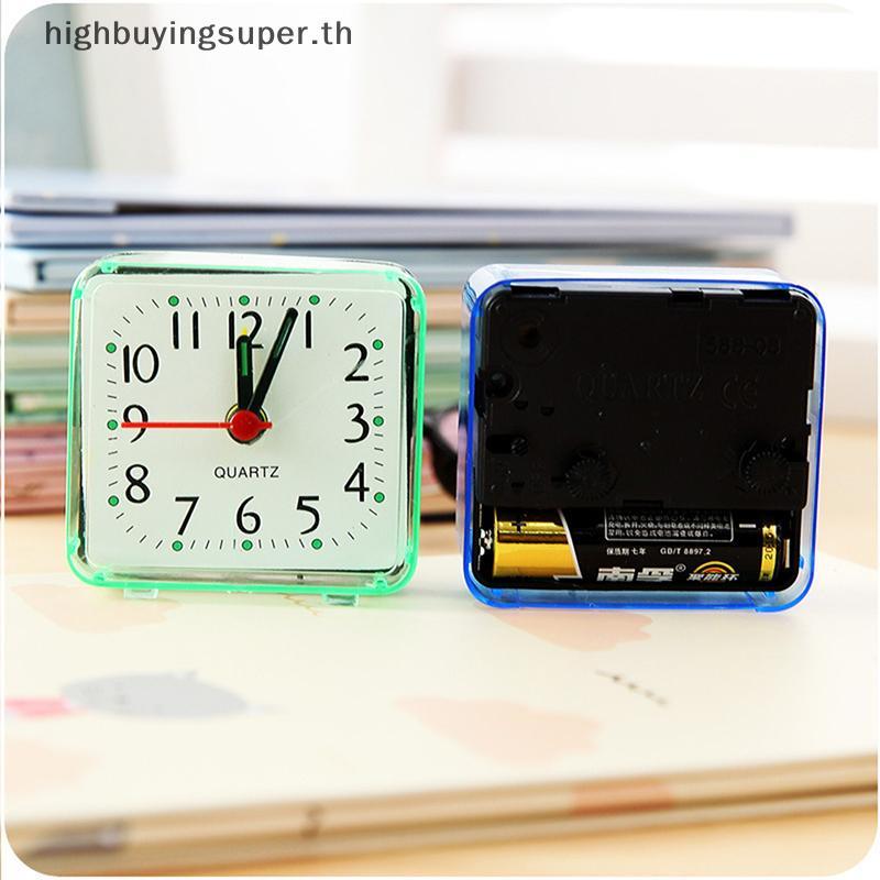 HRTH น่ารักนักเรียนนาฬิกาปลุก Clo Analog Alarm Clo Square Bedsidepact Clo Desktop Decor ห้องนอนนักเรียนอิเล็กทรอนิกส์นาฬิกาปลุก HRTH