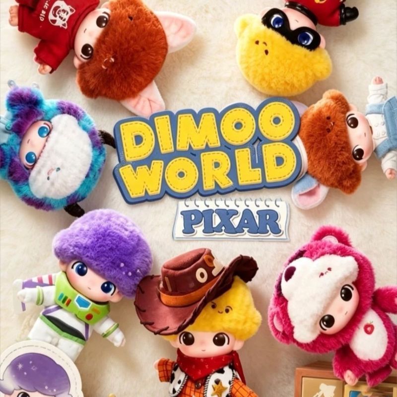 [ของแท้] POPMART DIMOO WORLD x PIXAR Joint Series จี้ตุ๊กตาไวนิลกล่องลึกลับของขวัญวันเกิด