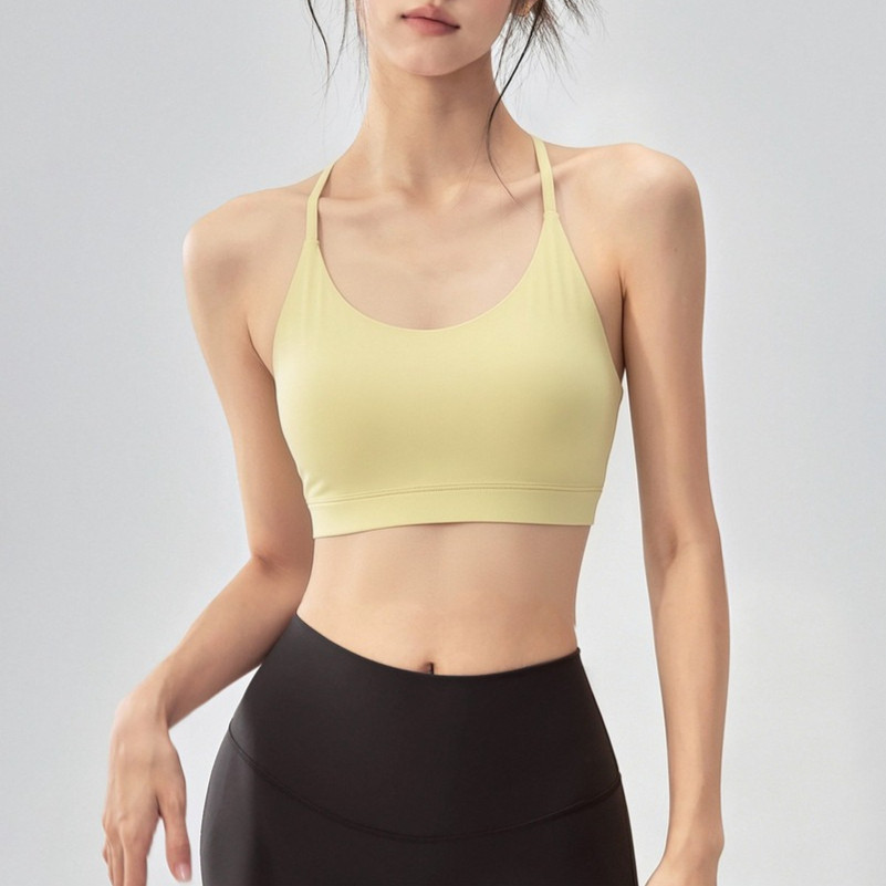 【Sportsangel】เสื้อชั้นในสปอร์ตบรา ทรงสามเหลี่ยม เซ็กซี่ สีนู้ด สําหรับเล่นโยคะ กีฬา