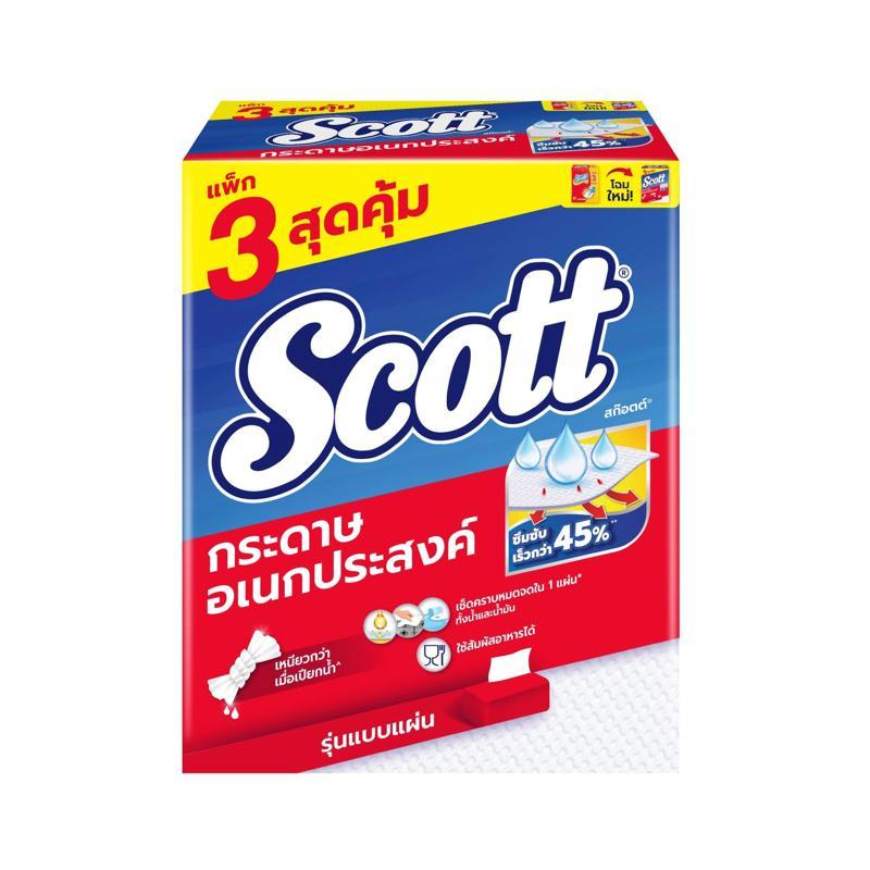 SCOTT กระดาษอเนกประสงค์ แบบแผ่น 84 แผ่น (แพ็ค 3 ห่อ)