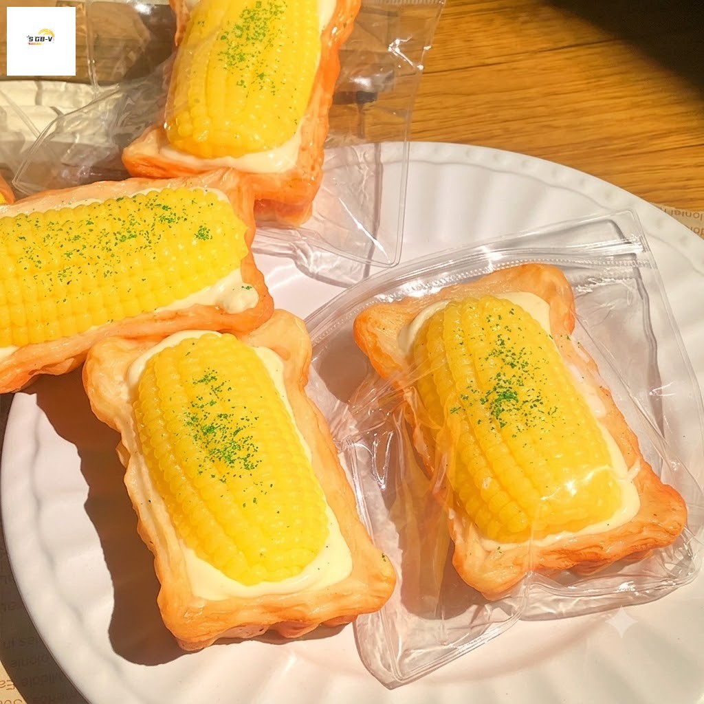 Pastry-Crust Cream Corn Tart Squeeze Toy  Creative Reality Bread-Themed Stress-Relief Toy