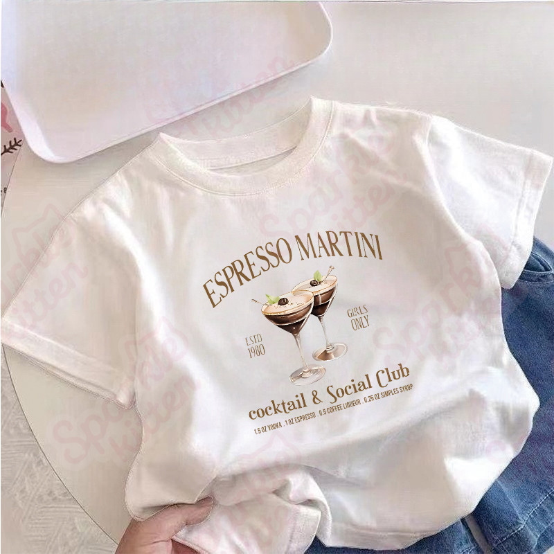 220G เสื้อยืดผ้าฝ้าย 100%DU ลูกแมวอเนกประสงค์คอลูกเรือเสื้อยืดแขนสั้นสําหรับเด็กผู้หญิงพิมพ์ลายอินเท