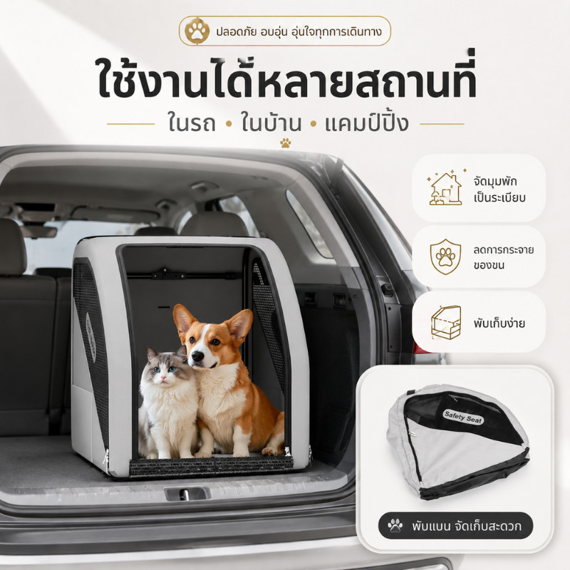 จัดส่งรวดเร็ว คาร์ซีทแมว กระเป๋าใส่แมวและสุนัข พกพา ระบายอากาศดี เบาะรถยนต์สัตว์เลี้ยง กระเป๋าเดินทางแมว ปลอดภัย