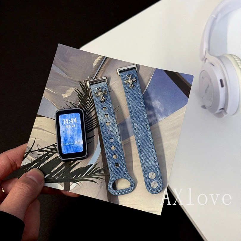 สายแฟชั่นคาวบอยหนัง สําหรับ Huawei Band 11 Pro 10 9 8 NFC และ Huawei Watch Fit 3 4 5 Pro สายข้อมือ