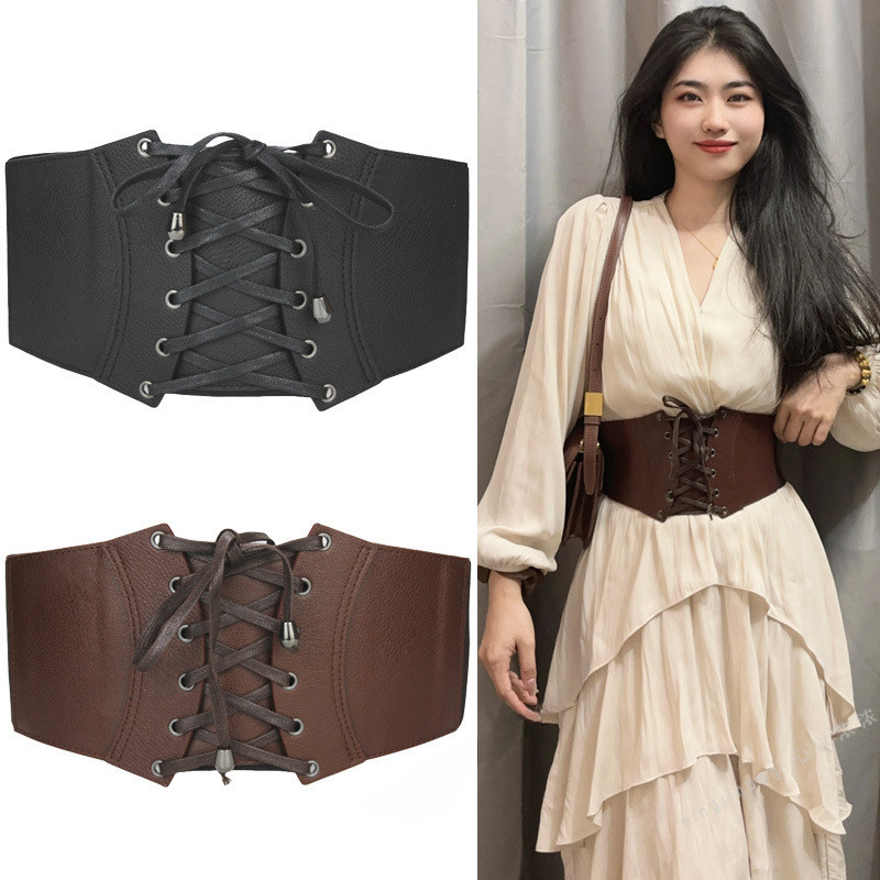รัดเอวกว้างขนาดพลัสไซส์ หนังเทียม ปรับรัดได้ หลายสี ตกแต่งชุดเสื้อผ้า