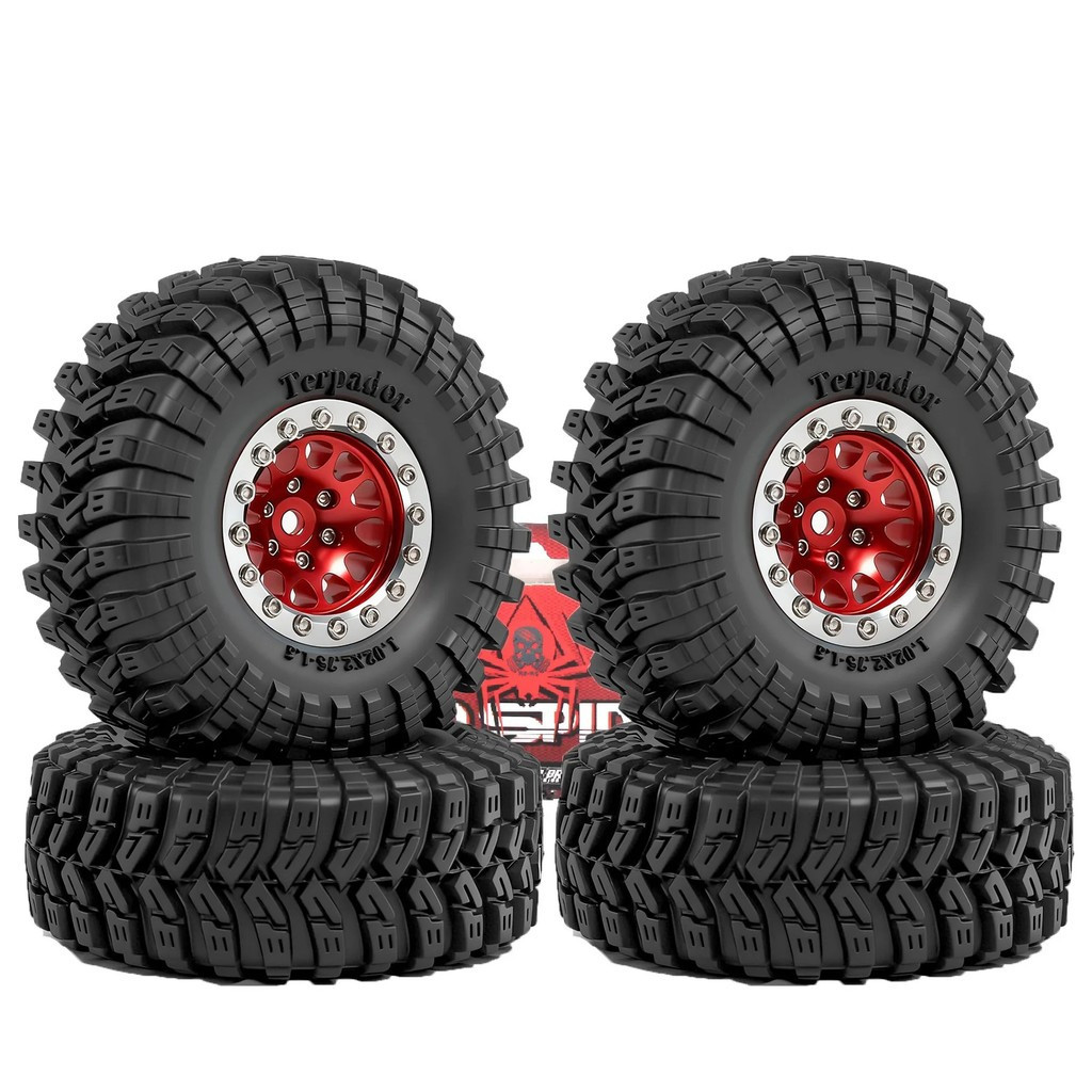 4pcs 70 มม.1.3 "โลหะ Beadlock ล้อและยาง 7 มม.Hex สําหรับ 1/18 1/24 FCX24 FCX18 FCX24M TRX4M SCX24 AX
